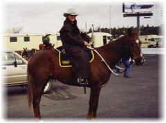 a man riding a horse