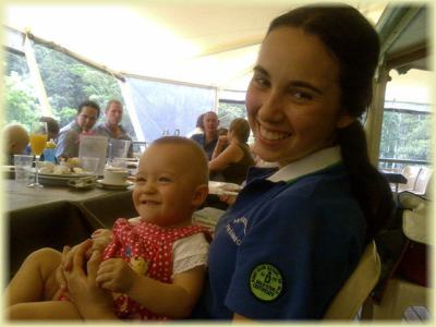 a person holding a baby